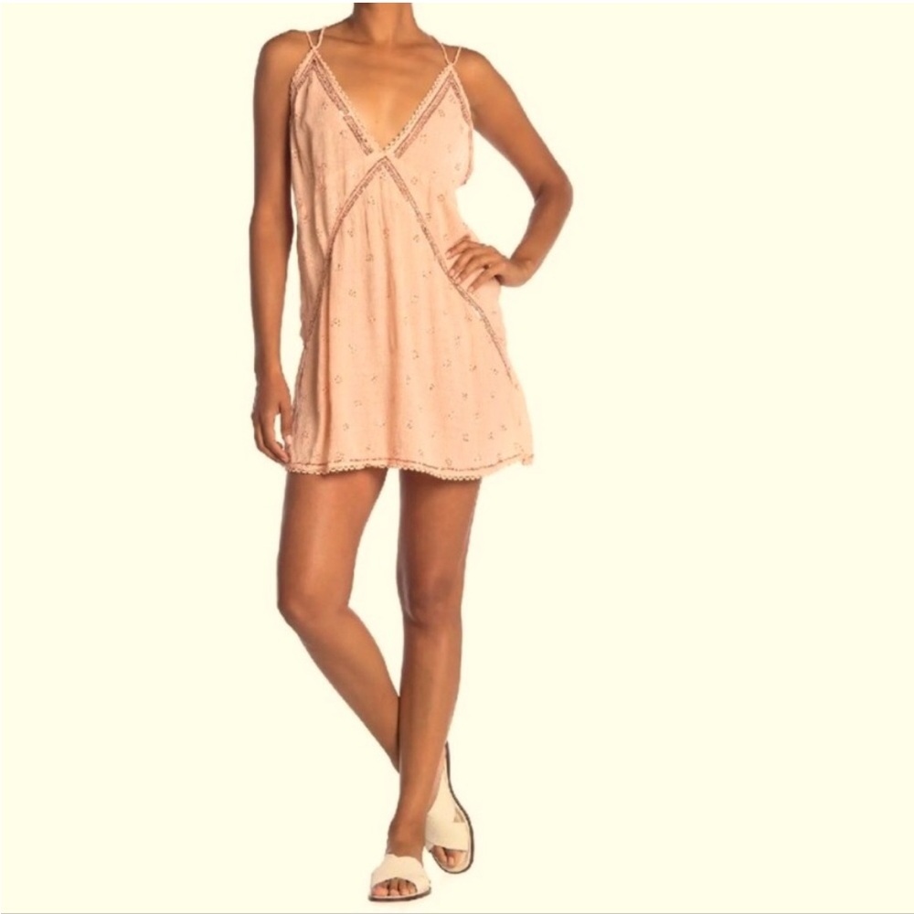 Free People Blush Pink Spaghetti-Strap Mini Dress
